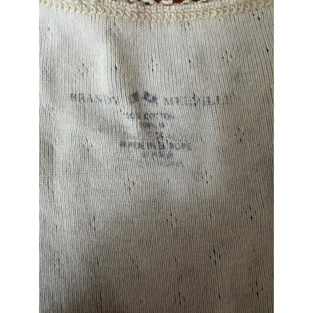 Brandy Melville Blue Floral Pointelle Lace Trim Cami Tank Top Cream One Size - Picture 5 of 8